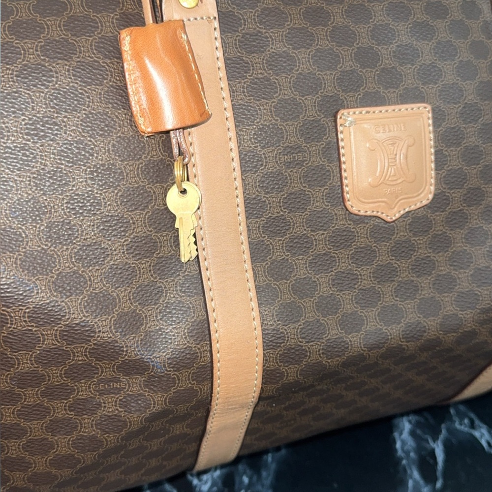 CELINE Macadam Boston Bag M13 Travel Duffle Bag Brown AUTHENTIC - Picture 5 of 16